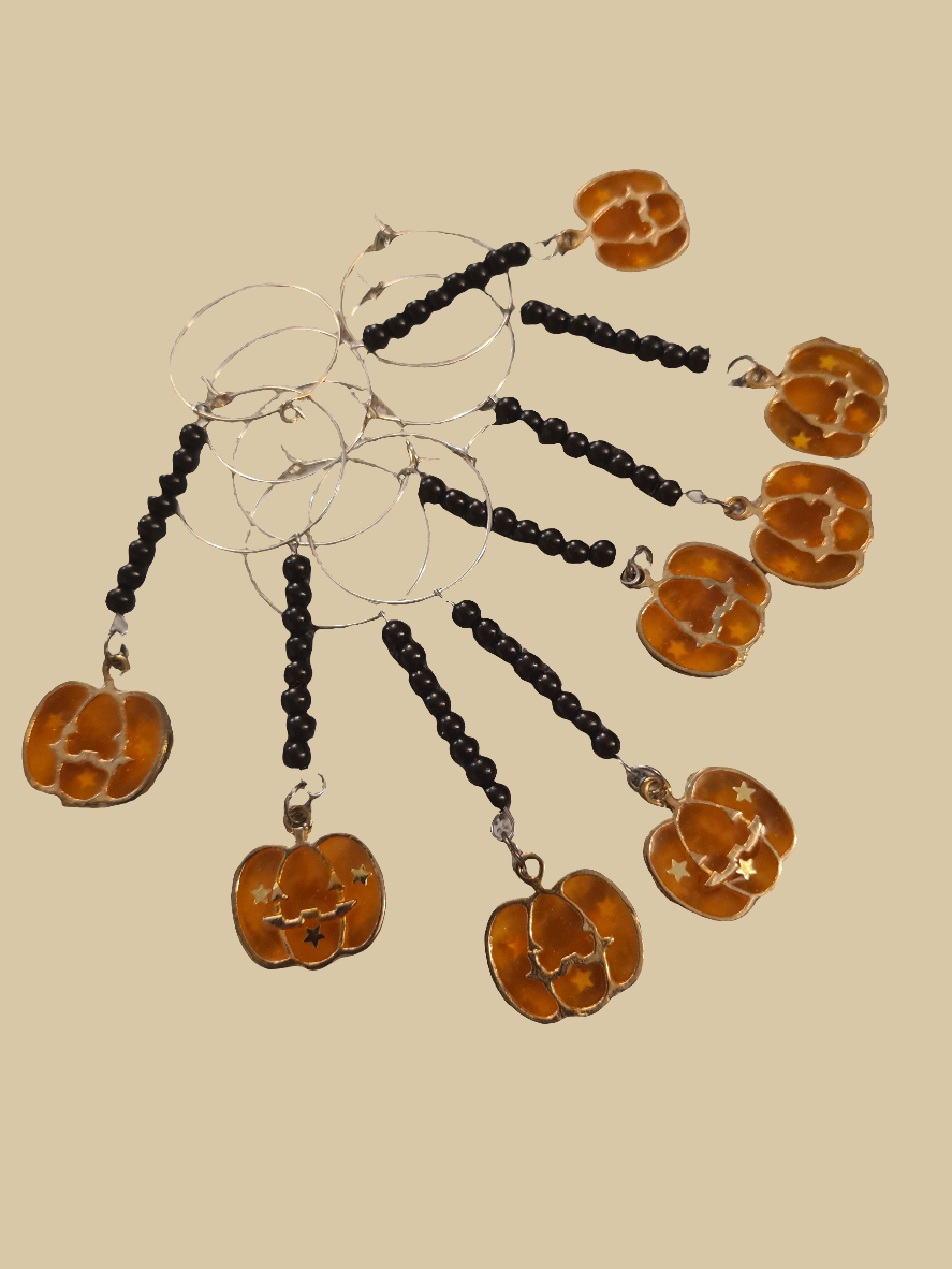 Pumpkin Halloween Wine Glass Charms