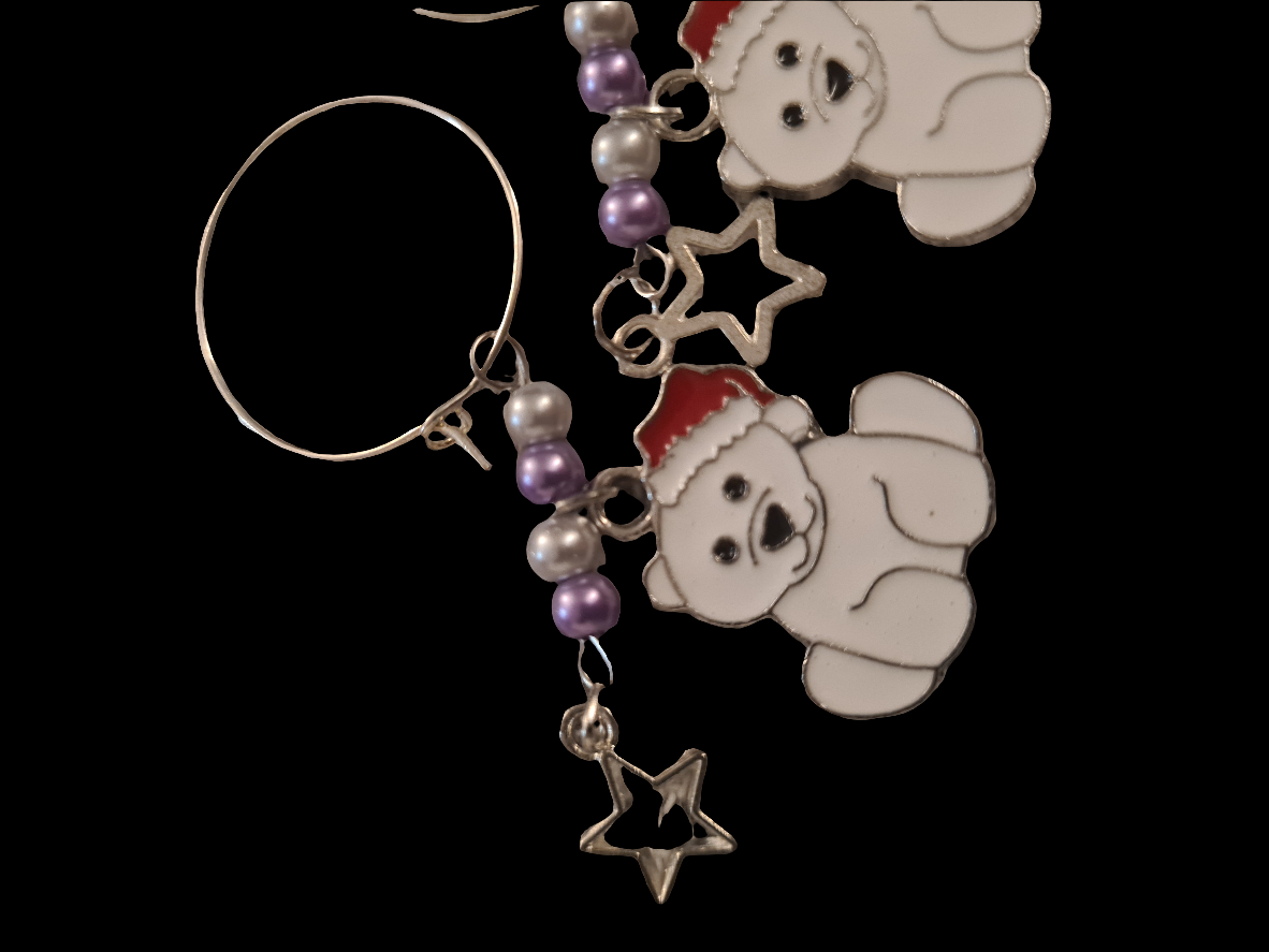 Polar bear Christmas Wine Glass Charms
