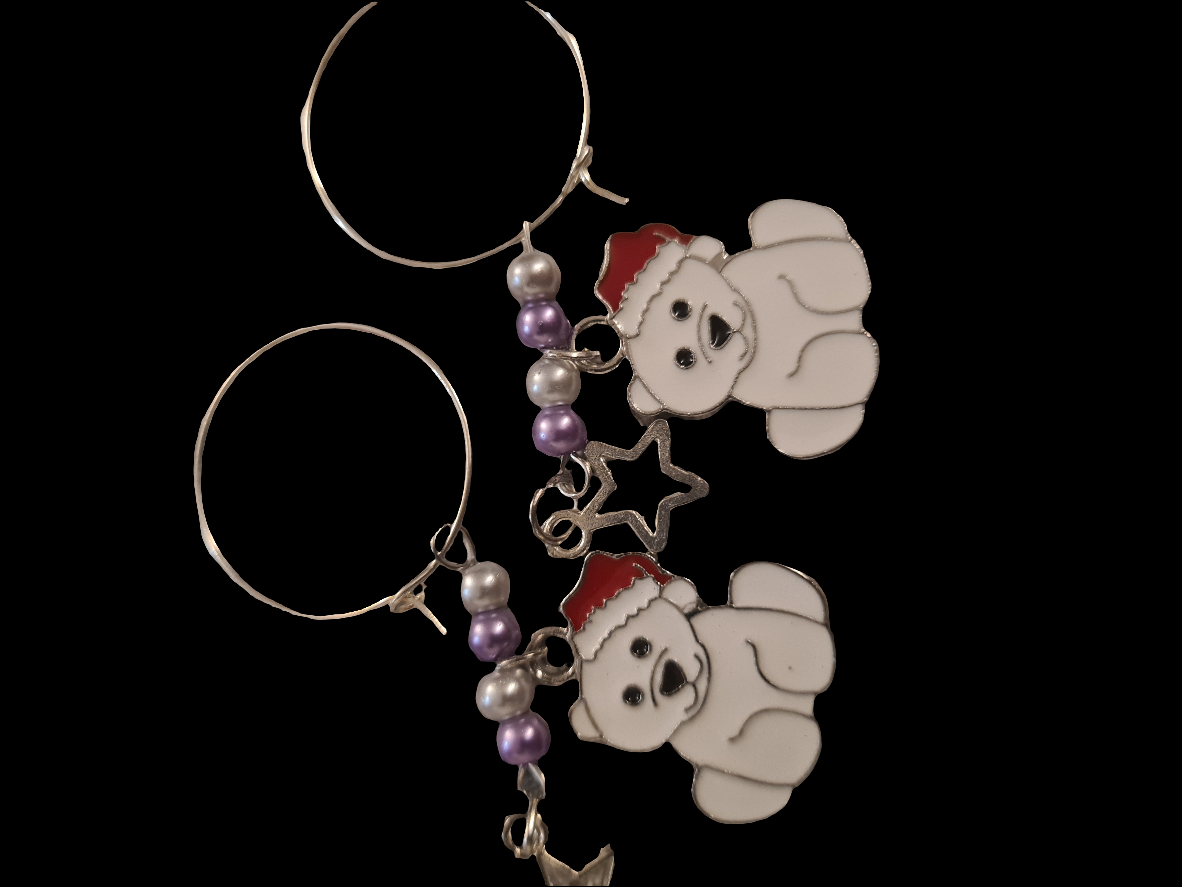 Polar bear Christmas Wine Glass Charms