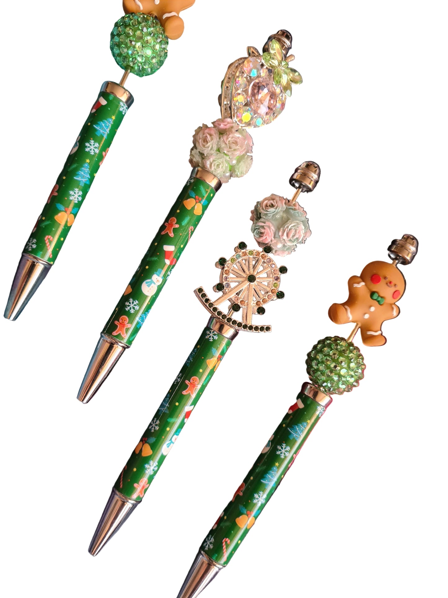 Green Christmas Beadable Pens