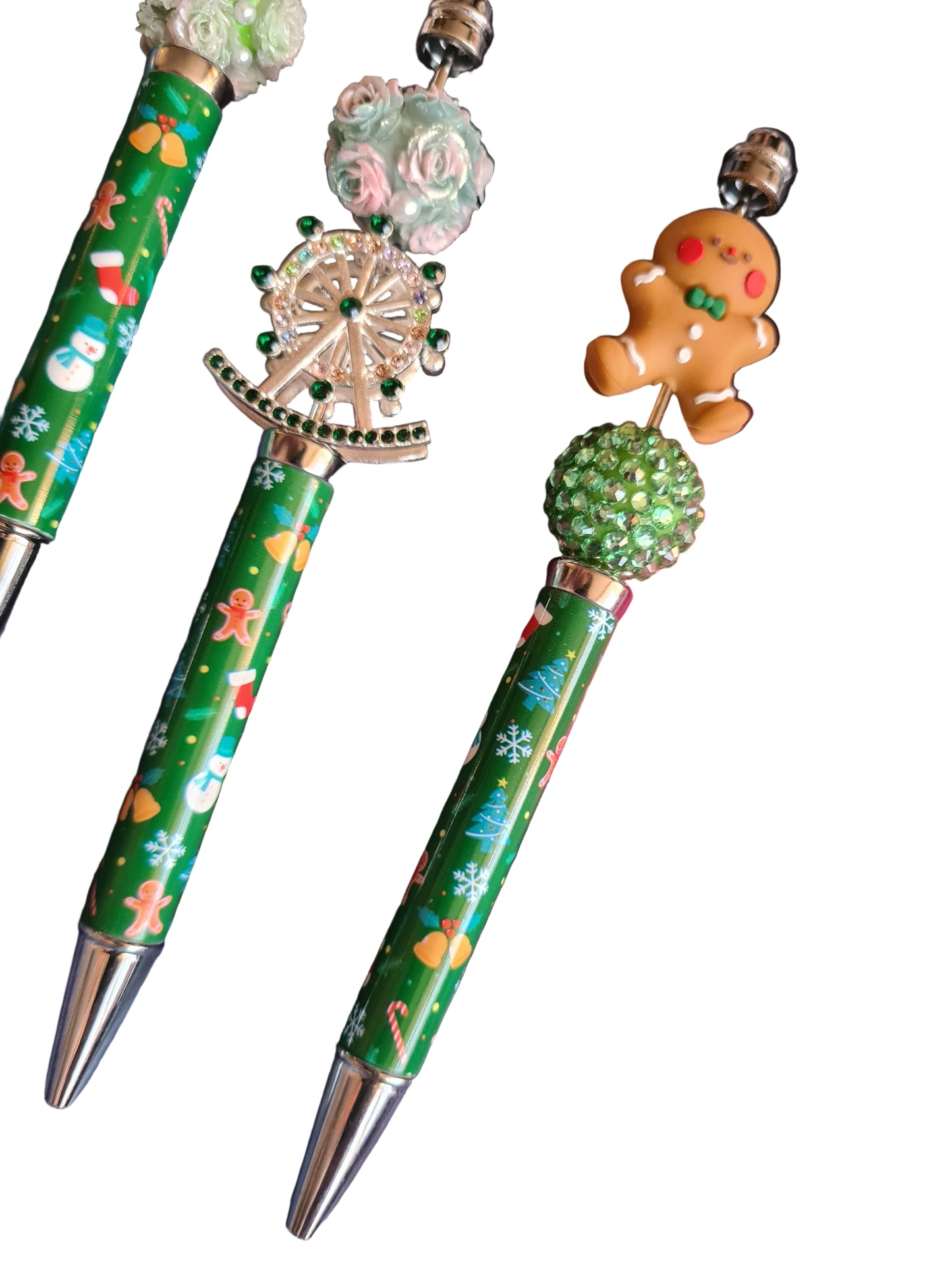 Green Christmas Beadable Pens