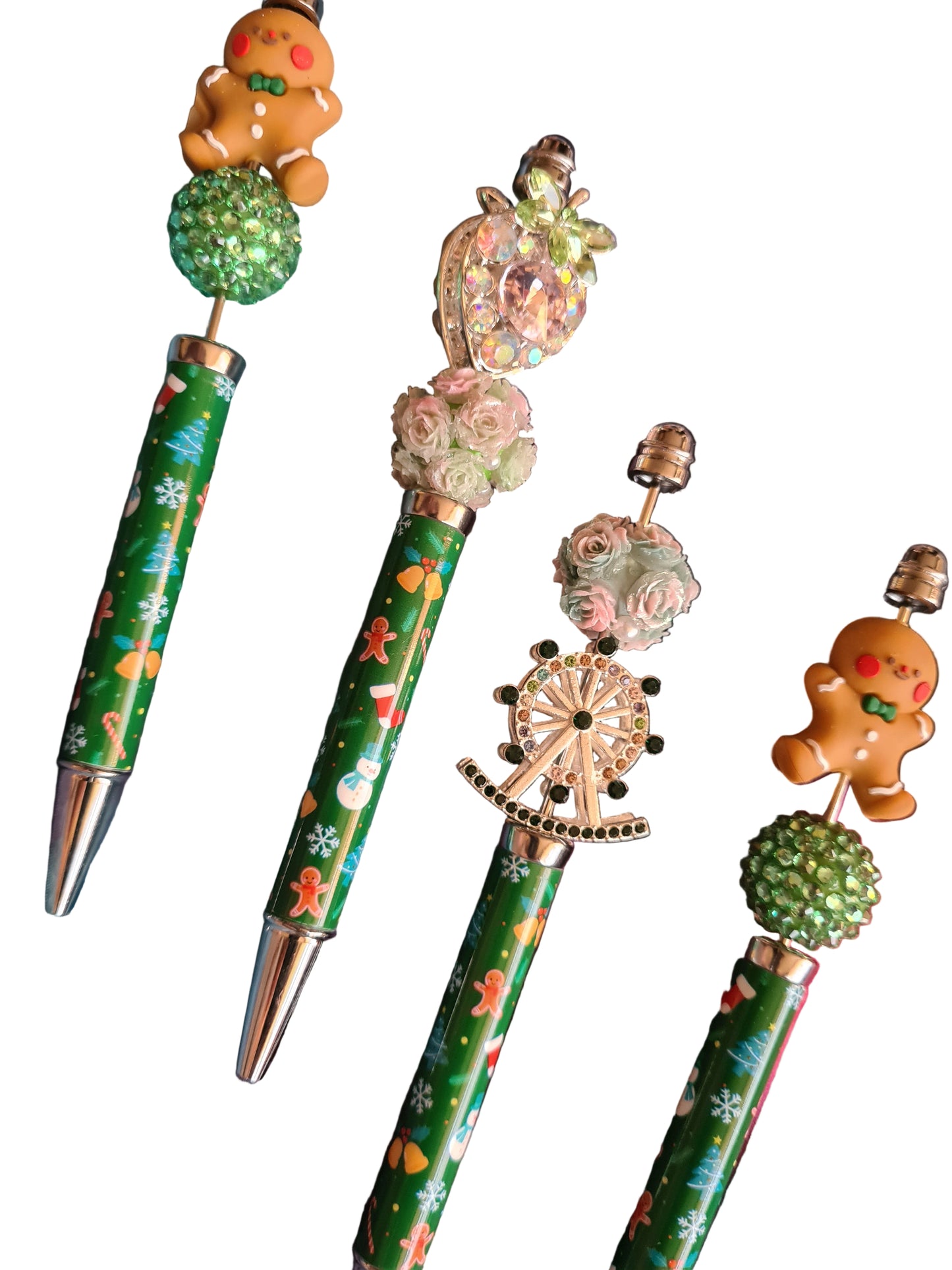 Green Christmas Beadable Pens