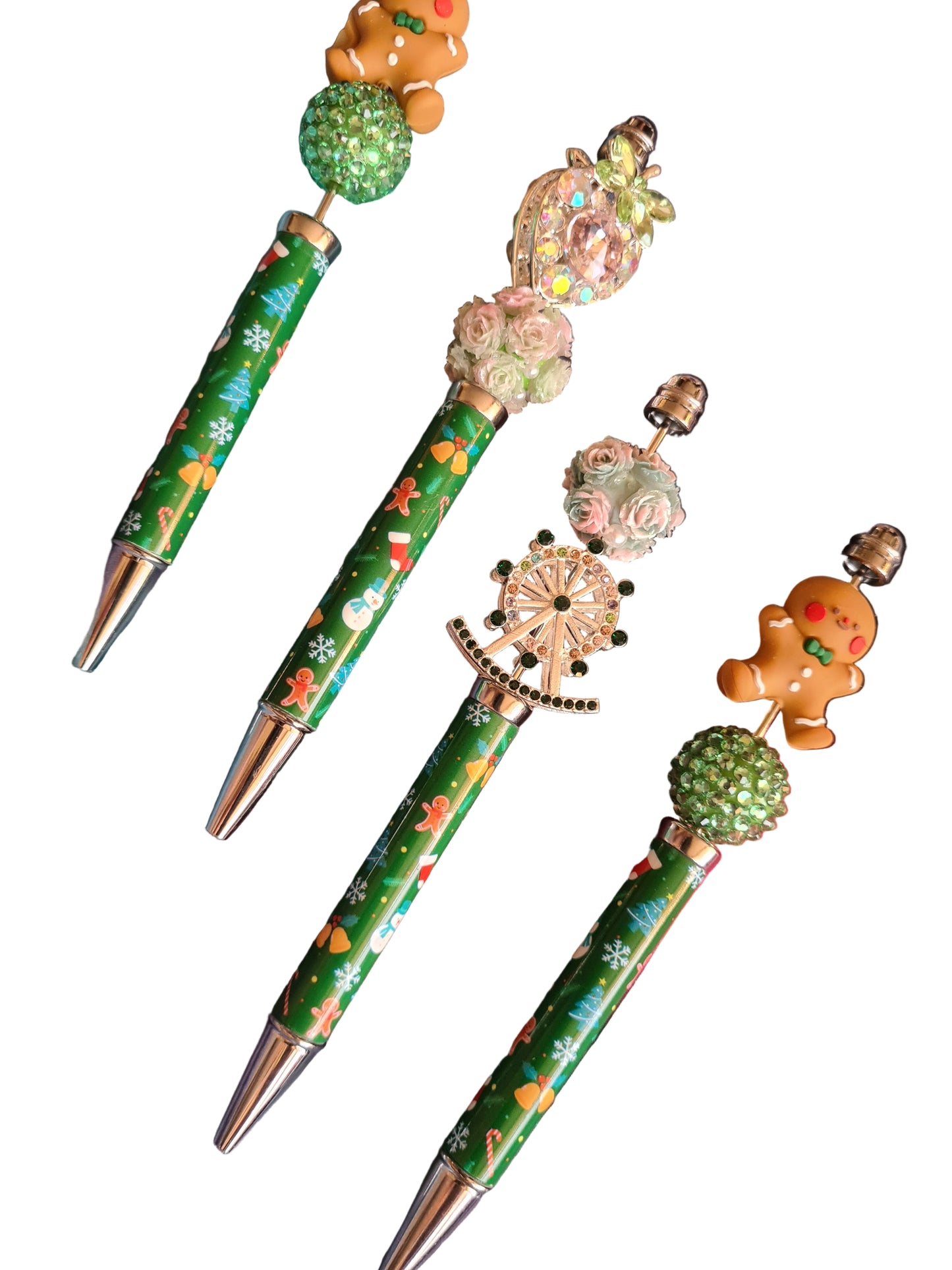 Green Christmas Beadable Pens
