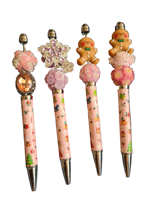 Pink Christmas Beadable Pen